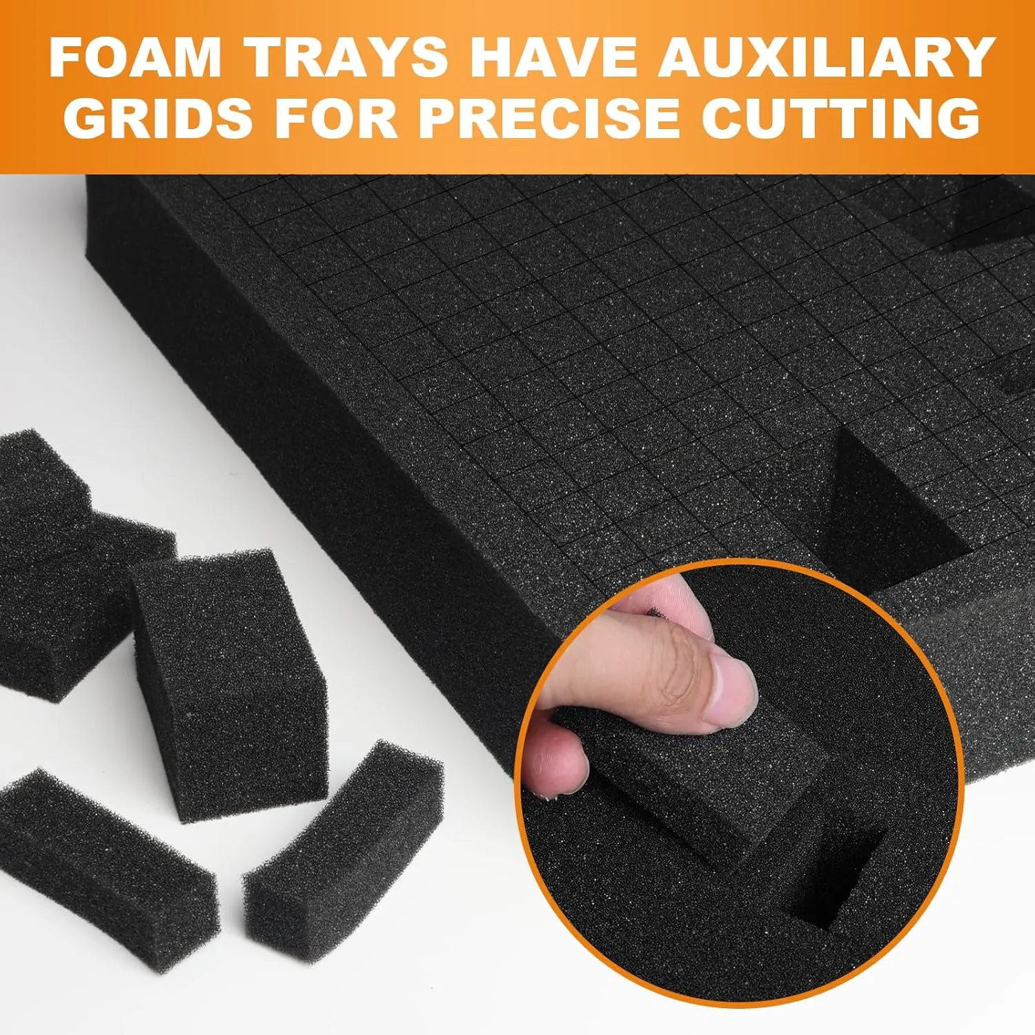 Eunice Apart Foam Insert, 6pcs Polyurethane Pre Cube Pick and Pluck Foam Sheets with Bottom Use for Boxes Cases Padding Camera, Board Game Box(16 * 12 * 1In)