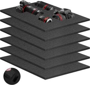 Eunice Apart Foam Insert, 6pcs Polyurethane Pre Cube Pick and Pluck Foam Sheets with Bottom Use for Boxes Cases Padding Camera, Board Game Box(16 * 12 * 1In)