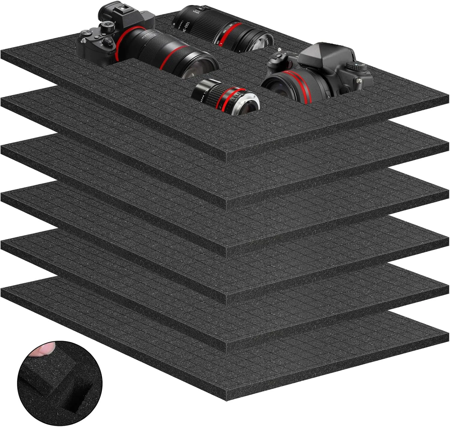 Eunice Apart Foam Insert, 6pcs Polyurethane Pre Cube Pick and Pluck Foam Sheets with Bottom Use for Boxes Cases Padding Camera, Board Game Box(16 * 12 * 1In)