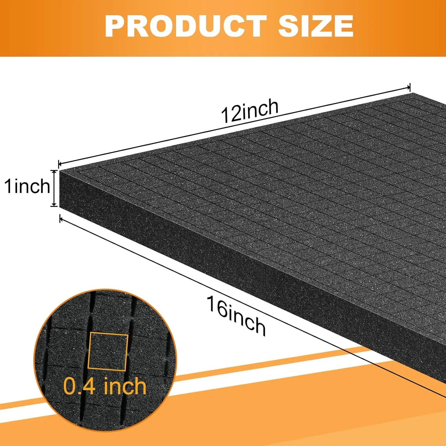 Eunice Apart Foam Insert, 6pcs Polyurethane Pre Cube Pick and Pluck Foam Sheets with Bottom Use for Boxes Cases Padding Camera, Board Game Box(16 * 12 * 1In)