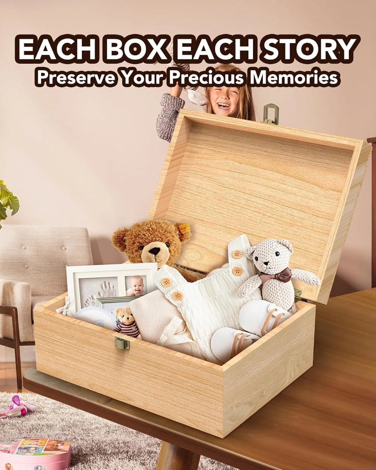EXISTING Wooden Memory Keepsake Box, Floral Heart Engraved Keepsake Boxes with Lock, Art Box for Anniversary, Wedding, Memory, Birthday, Valentines Day for Keepsakes, Wood Box for Office or Home