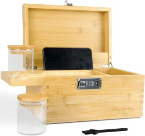 Extra Large Bamboo Gift Box with Combination Lock – Decorative Essentials Storage Set for Home and Office (Bamboo)
