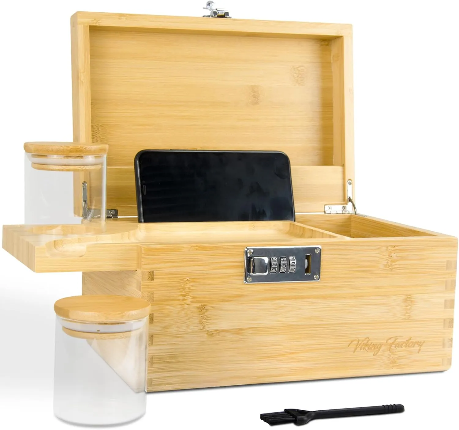 Extra Large Bamboo Gift Box with Combination Lock – Decorative Essentials Storage Set for Home and Office (Bamboo)