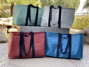 Extra Large HD Assorted Colors Square Pattern 4 Pack Multi-Purpose Totes, blue, red, gray and green (74003)