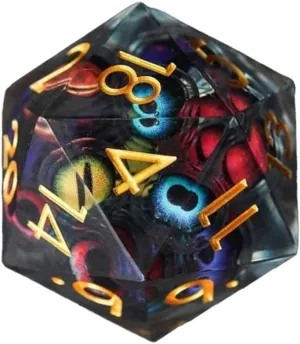 Eye Liquid Core Dice Set, Resin Shake Eyeball Quicksand Dice, Liquid Core Resin Dice D&D, Beholder's Dragon Eye DND Dice Set, Polyhedral Roleplaying Dice for Tables Games (1pcs)