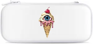 Eyeball Peeping Ice Cream Cone Hard Shell Travel Case with Rope 15 Game Card Pockets Compatible with Switch Protective