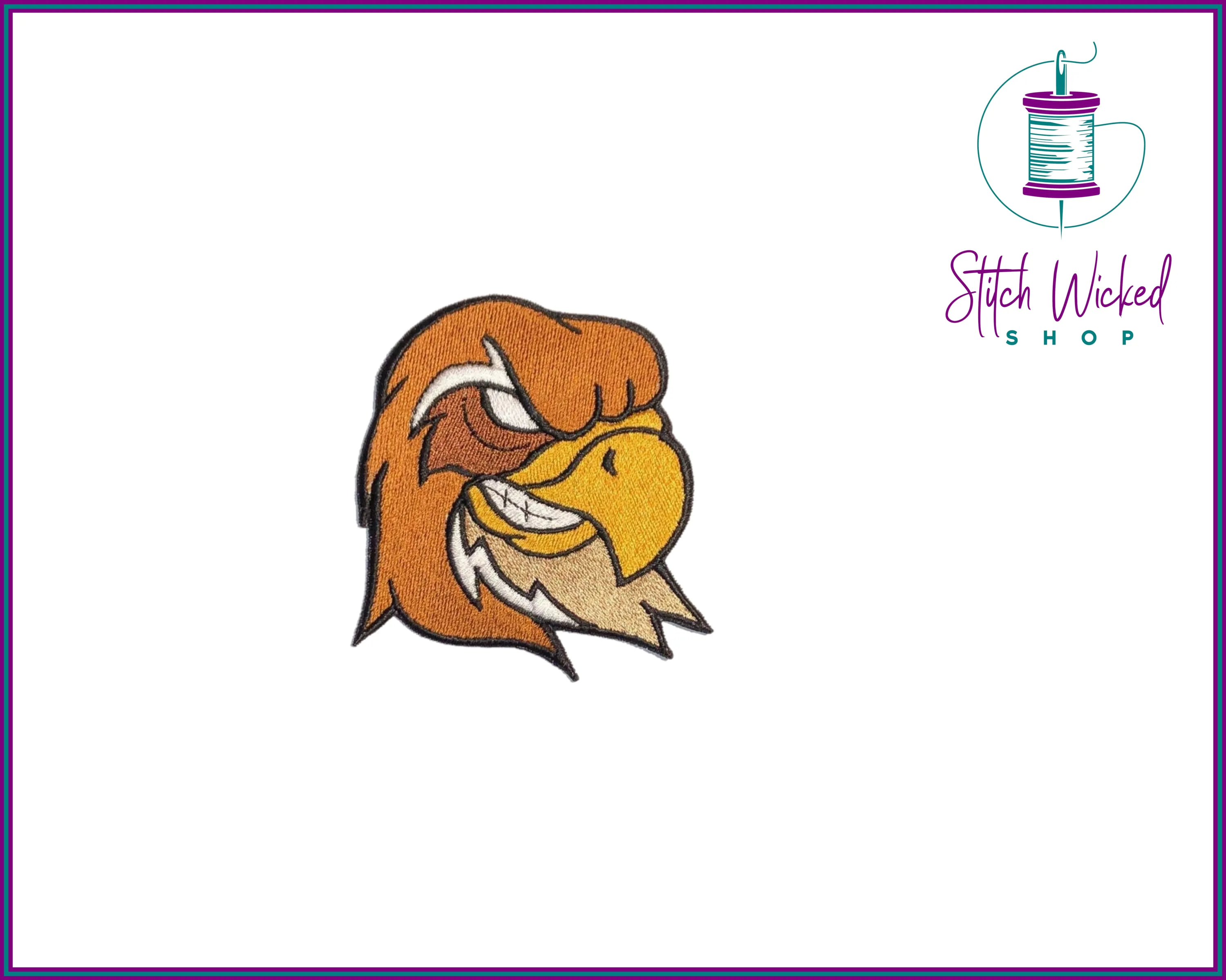 Falcon Head, Fully Embroidered Patch