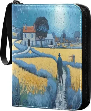 Farm Painting Card Binder with Double Sided PU Leather Holder Albums Book with 400 Pockets for Collectible Trading Card Games Card