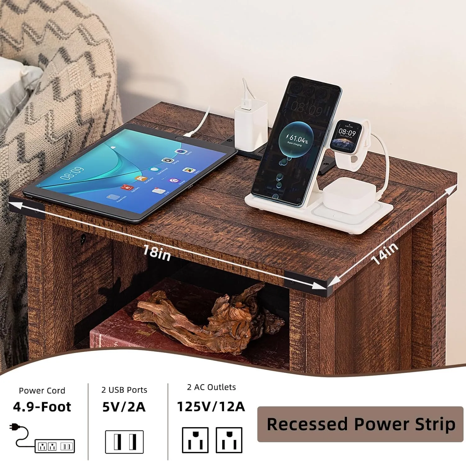 Farmhouse Dresser and Nightstand Sets 3 Piece, Furniture Set 18" Night Stand with Charging Station and 6 Drawers Dressers for Bedroom, 54" Dresser and Nightstand Set for Bedroom, Living Room