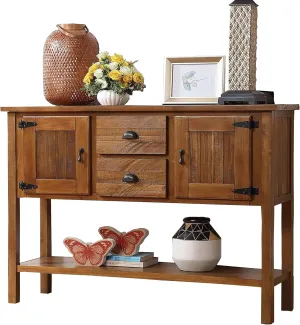 Farmhouse Sideboard Buffet Cabinet with Storage Drawers and Bottom Shelf for Entryway Hallway Foyer - Table Cupboard Coffee Bar Cabinet (48" Brown)