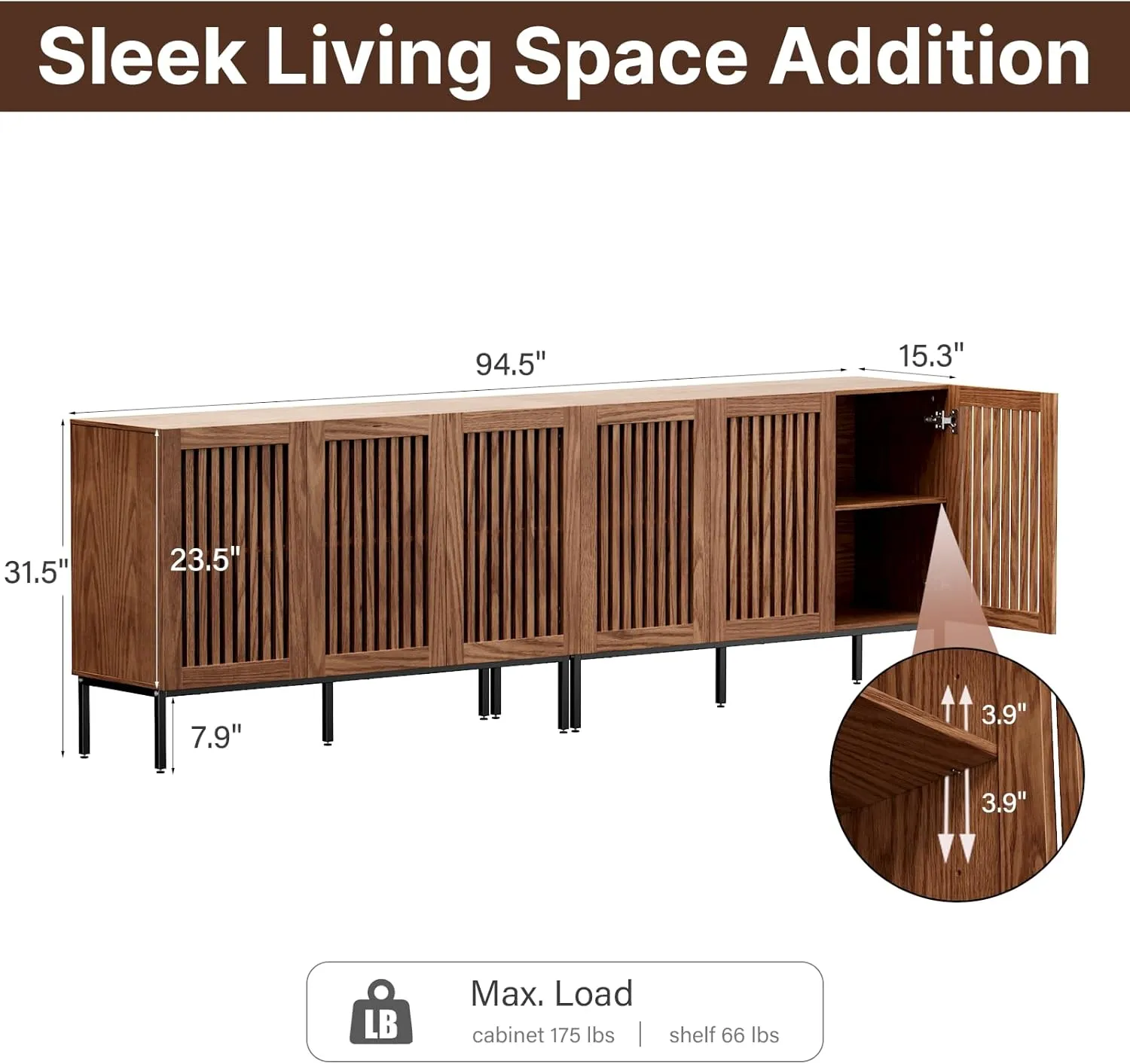 Farmhouse TV Stand for TVs up to 100 inch, 2 in 1 Entertainment Center TV Console with Storage Cabinets and Metal Base,Brown Media Console for Living Room