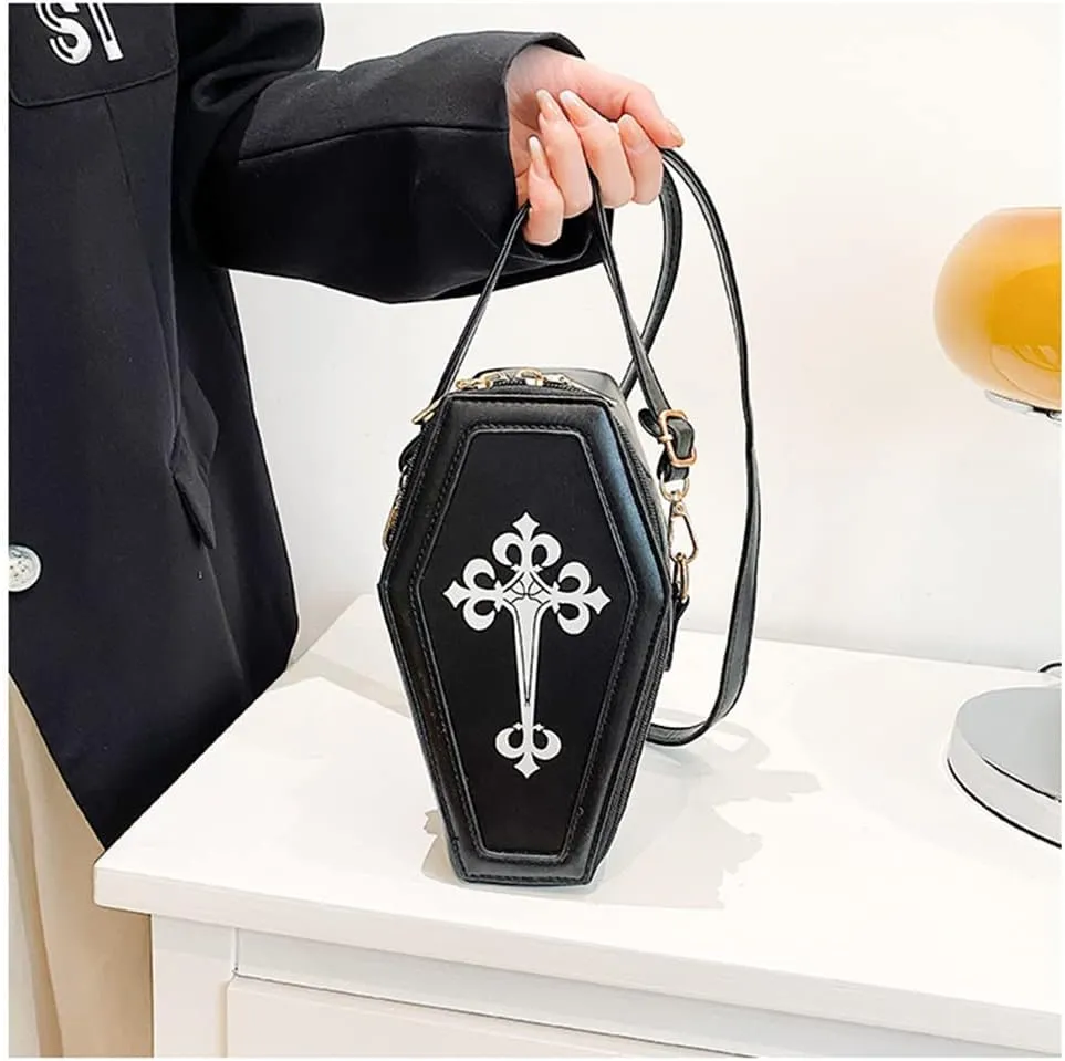 Fashion Coffin Bags for Women Gothic Purse Shoulder Bag Girls Funny halloween purses and handbags Crossbody Bag