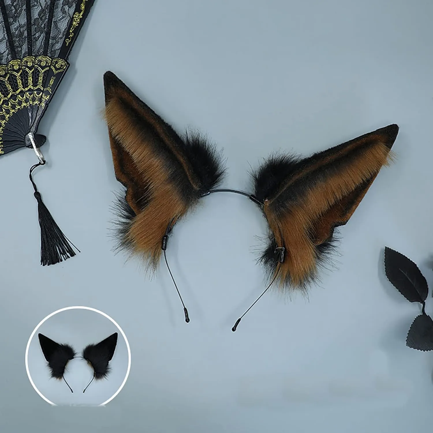 Faylay Man/Women Furry Handmade Wolf/Fox Ear Headband Cosplay Hair Anubis Jackal Simulated Fox Ear Headband Accessories
