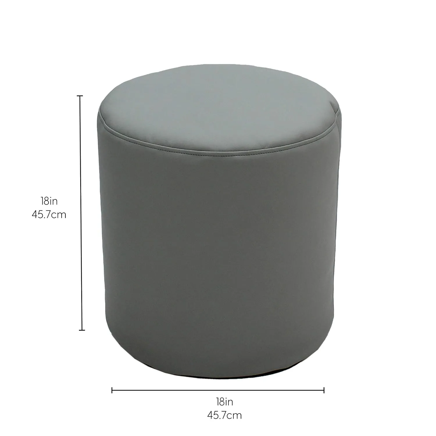 FDP Limited Edition Designer 18" Round Bean Bag Pouf, Multipurpose Decorative Ottoman, Seat or Footrest, Great for Small Spaces, Dorm Room, Living Room, Playroom, Classroom - Hexie/Light Gray