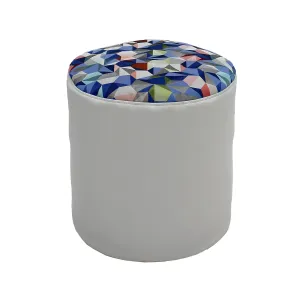 FDP Limited Edition Designer 18" Round Bean Bag Pouf, Multipurpose Decorative Ottoman, Seat or Footrest, Great for Small Spaces, Dorm Room, Living Room, Playroom, Classroom - Hexie/Light Gray