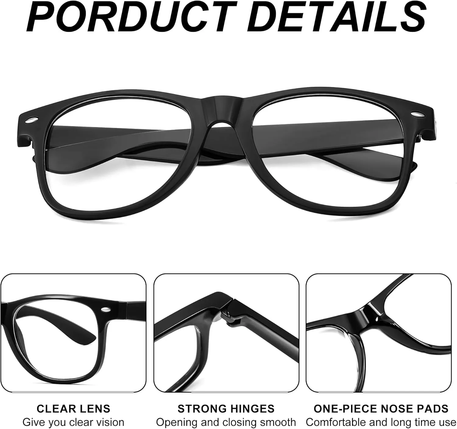 FEISEDY Classic Square Eyewear Frame Clear Lens Retro Nerd Fake Glasses for Men Women Cosplay Costume Eyeglasses B0276