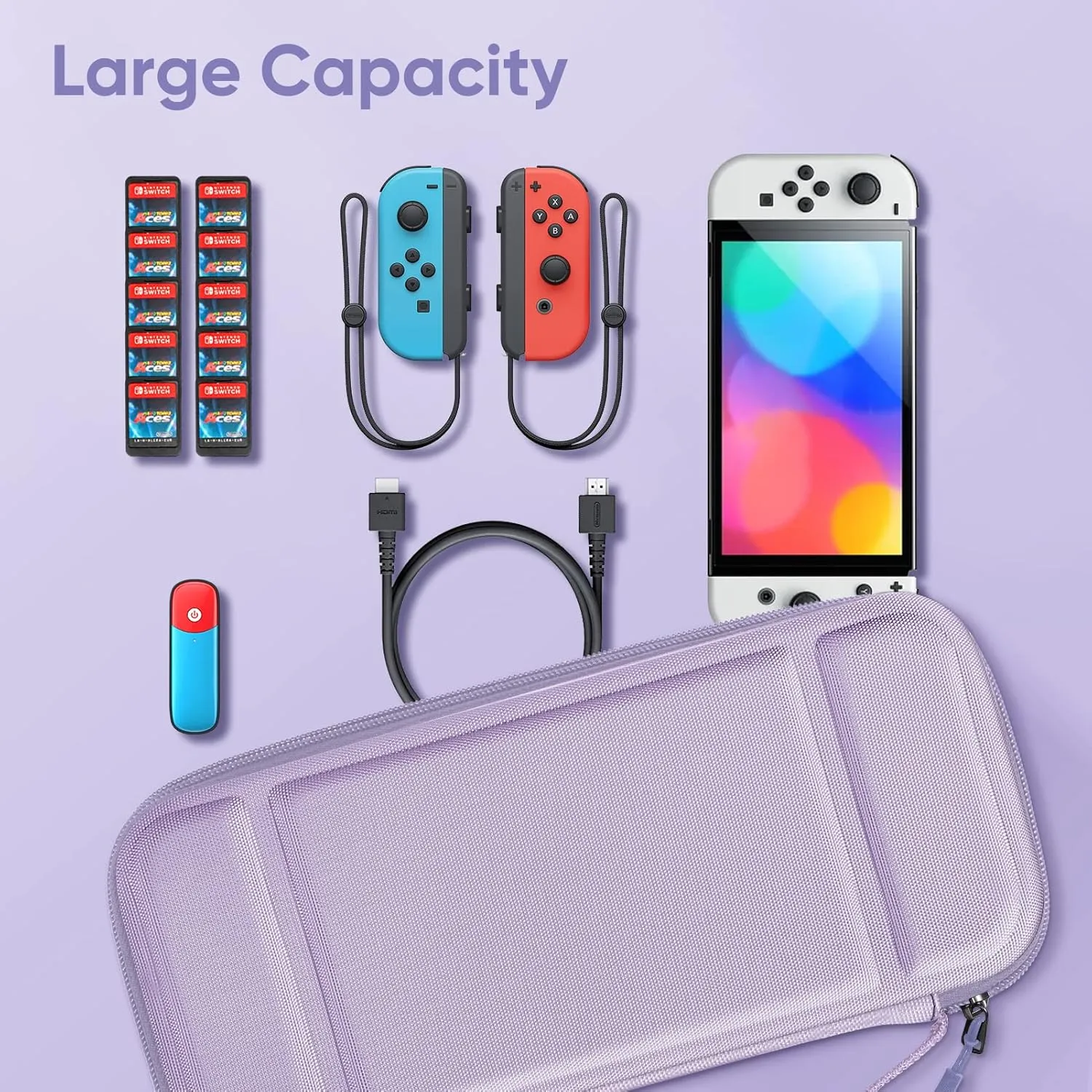 Fintie Carrying Case for Nintendo Switch OLED Model 2021/Switch 2017, [Shockproof] Hard Shell Protective Cover Travel Bag with 10 Game Card Slots & Inner Pocket