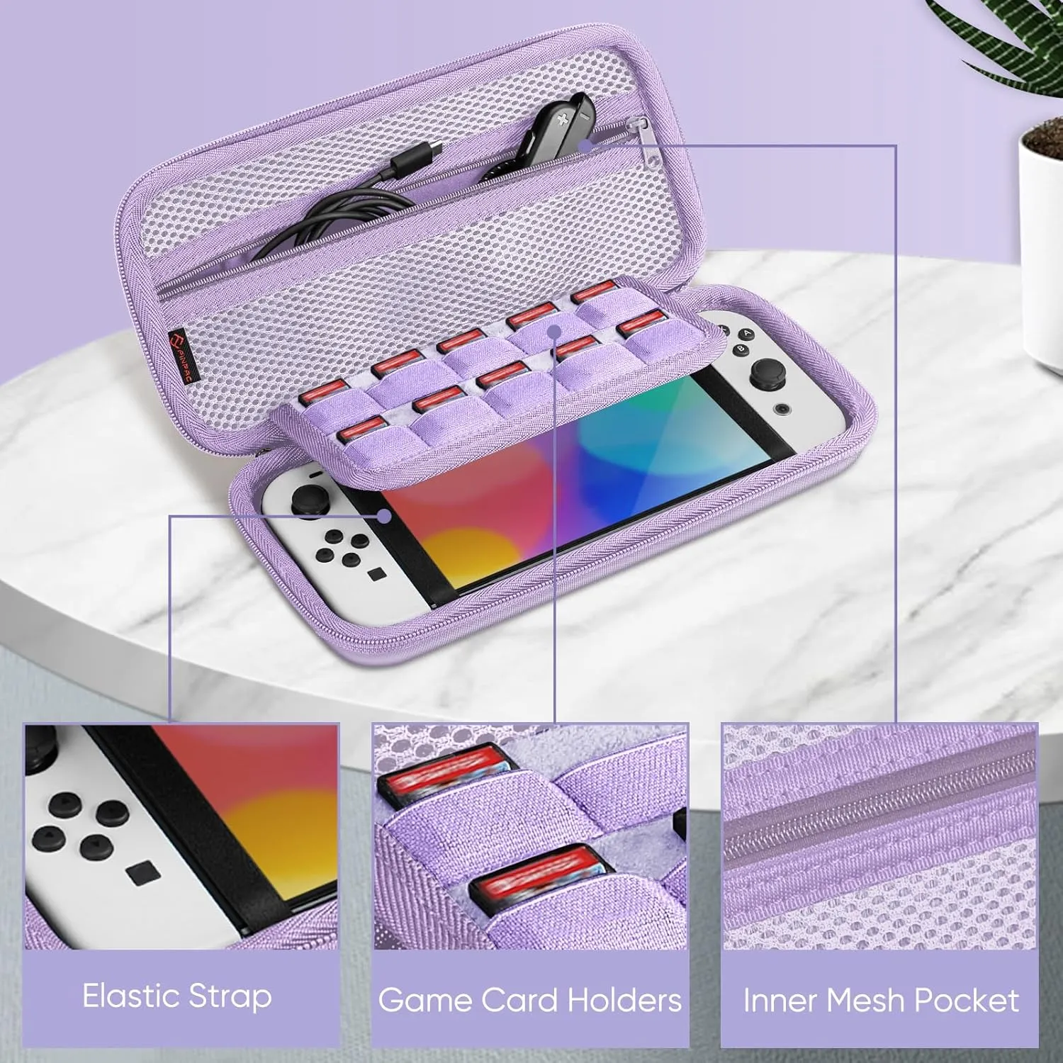 Fintie Carrying Case for Nintendo Switch OLED Model 2021/Switch 2017, [Shockproof] Hard Shell Protective Cover Travel Bag with 10 Game Card Slots & Inner Pocket