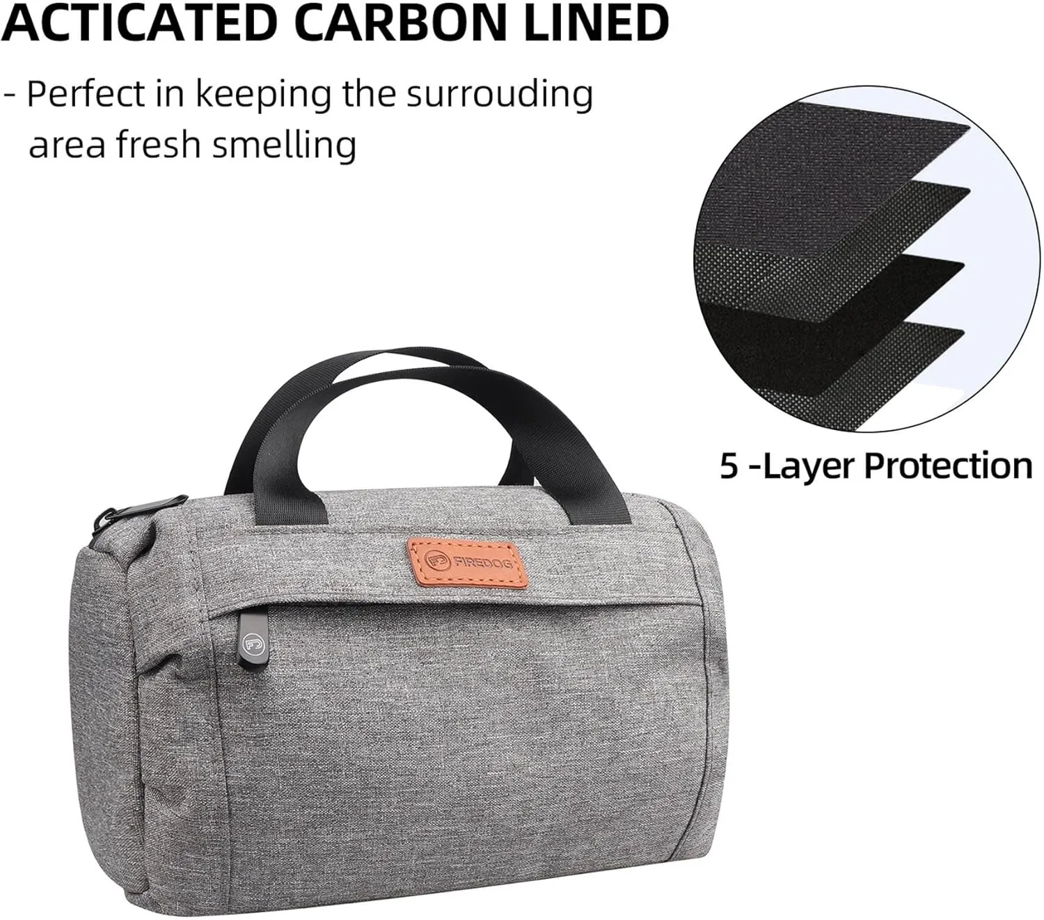 FIREDOG Smell Proof Bag, Dog Tested Stash Smell Proof Case Big Odor Proof Pouch for Travel Storage 9x4x5 Inch (Grey)