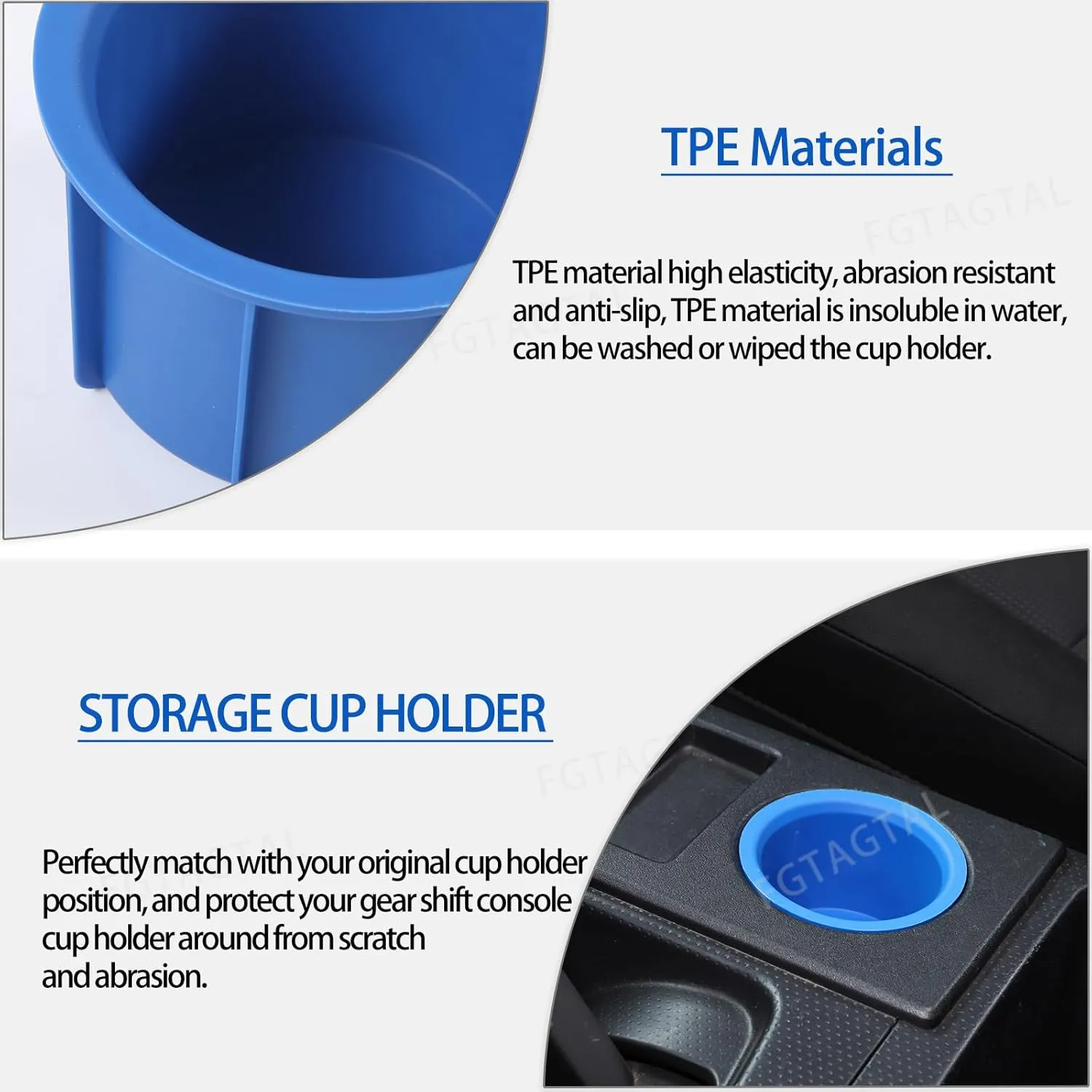 Fit for Toyota FJ Cruiser 2007-2021 Gear Shift Console Cup Holder Sub Assembly, Cup Holder Inserts Replacement Storage Cup Holder, 2PCS (Blue)