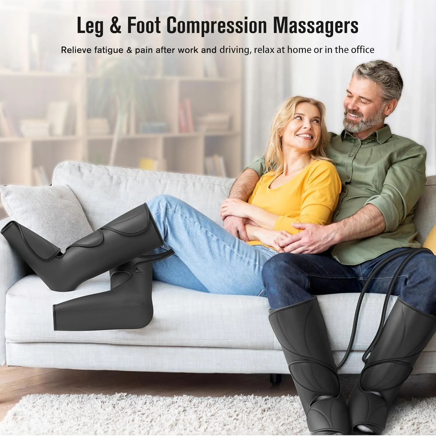 FIT KING Leg Air Massager for Circulation and Relaxation Foot and Calf Massage to Relieve Pain, Swelling, Edema with Handheld Controller 3 Intensities 2 Modes (with 2 Extensions) - FSA HSA Eligible