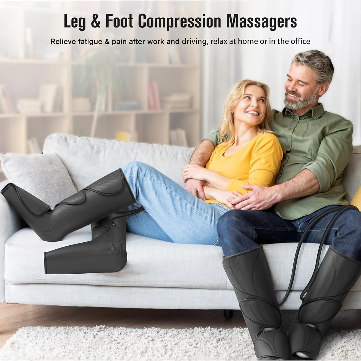 FIT KING Leg Air Massager for Circulation and Relaxation Foot and Calf Massage to Relieve Pain, Swelling, Edema with Handheld Controller 3 Intensities 2 Modes (with 2 Extensions) - FSA HSA Eligible