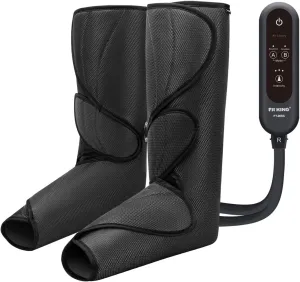 FIT KING Leg Air Massager for Circulation and Relaxation Foot and Calf Massage to Relieve Pain, Swelling, Edema with Handheld Controller 3 Intensities 2 Modes (with 2 Extensions) - FSA HSA Eligible
