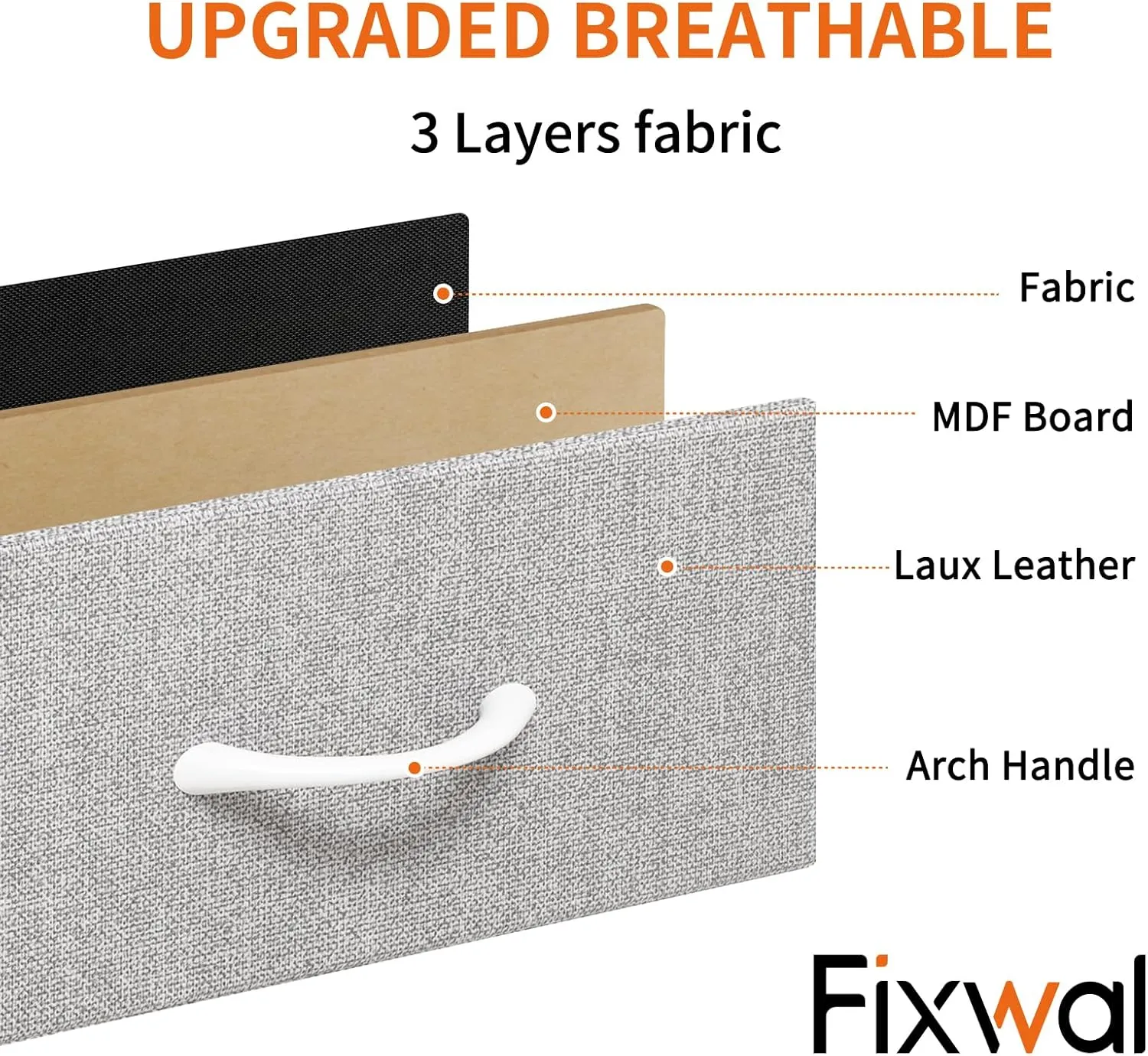 Fixwal Tall Dresser for Bedroom, Storage Dresser Organizer with 7 Fabric Drawers, Nightstand Furniture in Closet, Entryway, Hallway, Light Grey