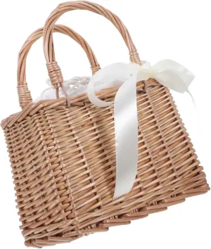 Flower Basket Rattan Handbag Decorative Rattan Basket Home Storage Container