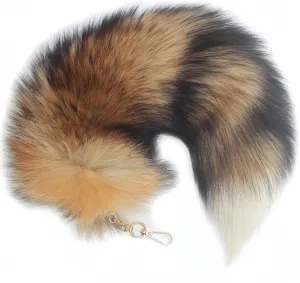 Fluffy Therian fox Tail Keychain - Soft Fur, Realistic Colors, Durable, Perfect for Cosplay, Renaissance Fairs
