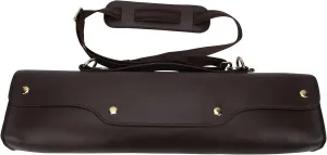 Flute Carrying Bag Synthetic Leather Non Woven Fabric Metal Wind Instrument Storage Case with Shoulder Strap Flute Protective Case Flute Storage Bag (Brown)
