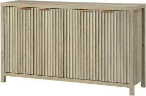 Fluted Buffet Cabinet with Storage, 56" Large Sideboard Modern Credenza with 4 Doors & Adjustable Shelves, Farmhouse Media Console Storage Cabinets for Living Room Entryway,Natural