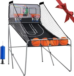 Foldable Electronic Dual Basketball Arcade Game,Double Shot 2 Player, 8 Game Options w/4 Balls LED Scoring System & Indoor Basketball Game for Kids, Youth Adults