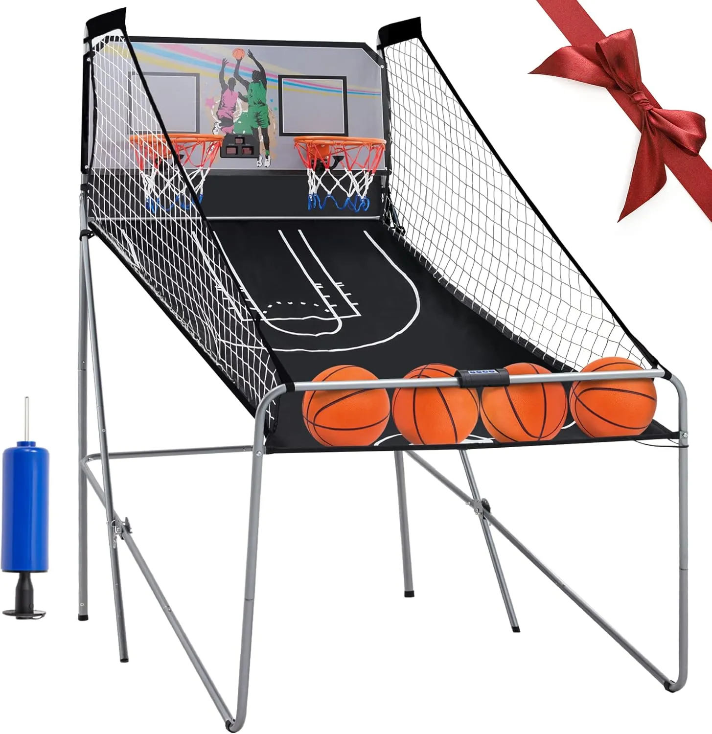 Foldable Electronic Dual Basketball Arcade Game,Double Shot 2 Player, 8 Game Options w/4 Balls LED Scoring System & Indoor Basketball Game for Kids, Youth Adults