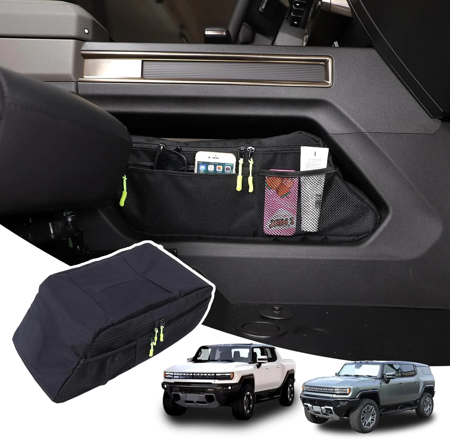 for Hummer EV Accessories Lower Center Console Organizer Gear Box Shift Panel Side Storage Tool Bag for Hummer EV SUV Pickup 2024 2025  Console Organizer Storage Bag Solution (Foldable)