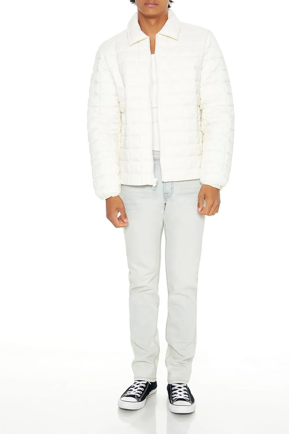 Forever 21 Men's Quilted Zip-up Bomber Jacket