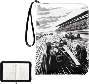 Formula Racing Black Card Binders, Trading Card 3 Ring Binder with Sleeves Card Collector Book
