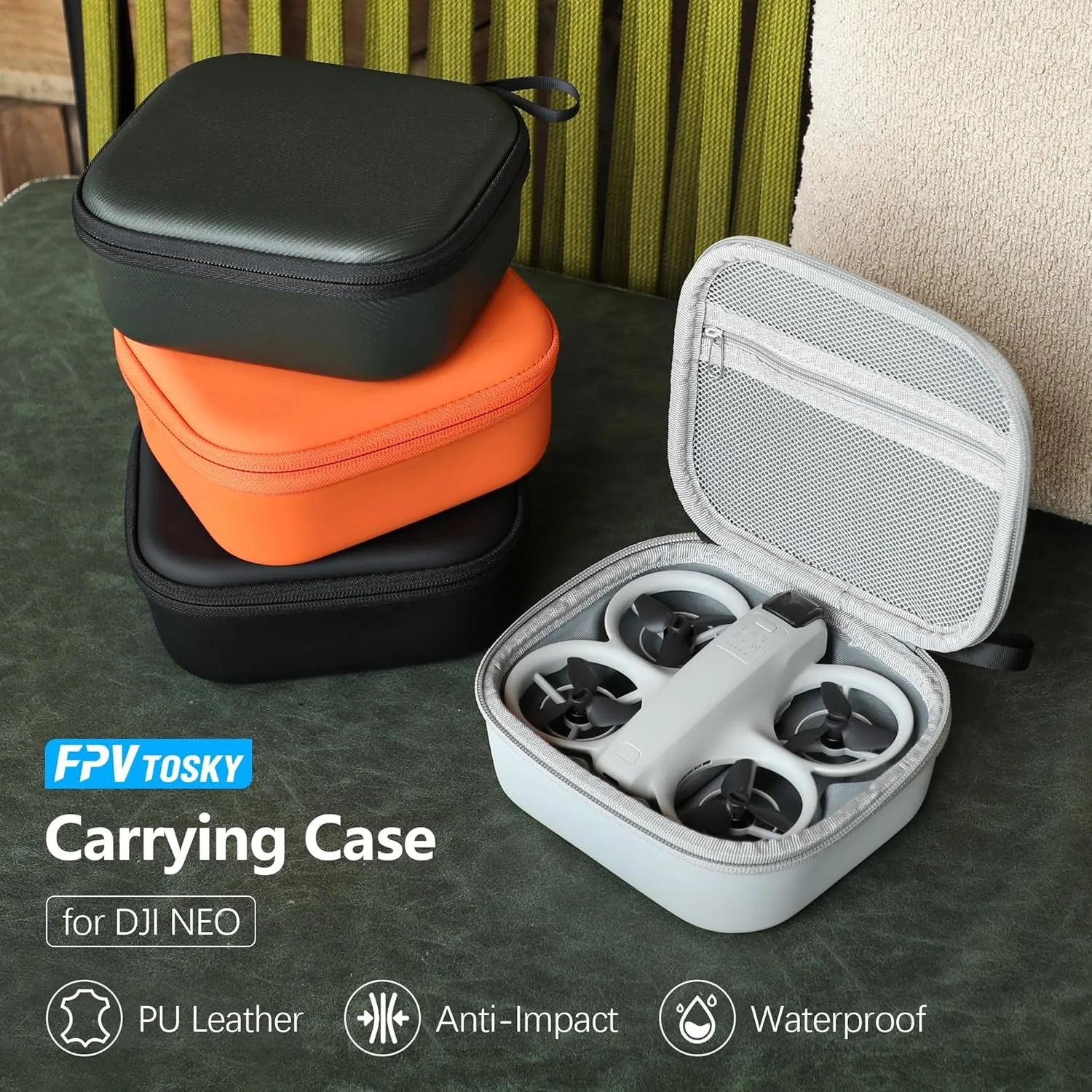 FPVtosky Carrying Case for DJI Neo, Portable Travel Storage Bag for Drone Accessories (Dark Green)