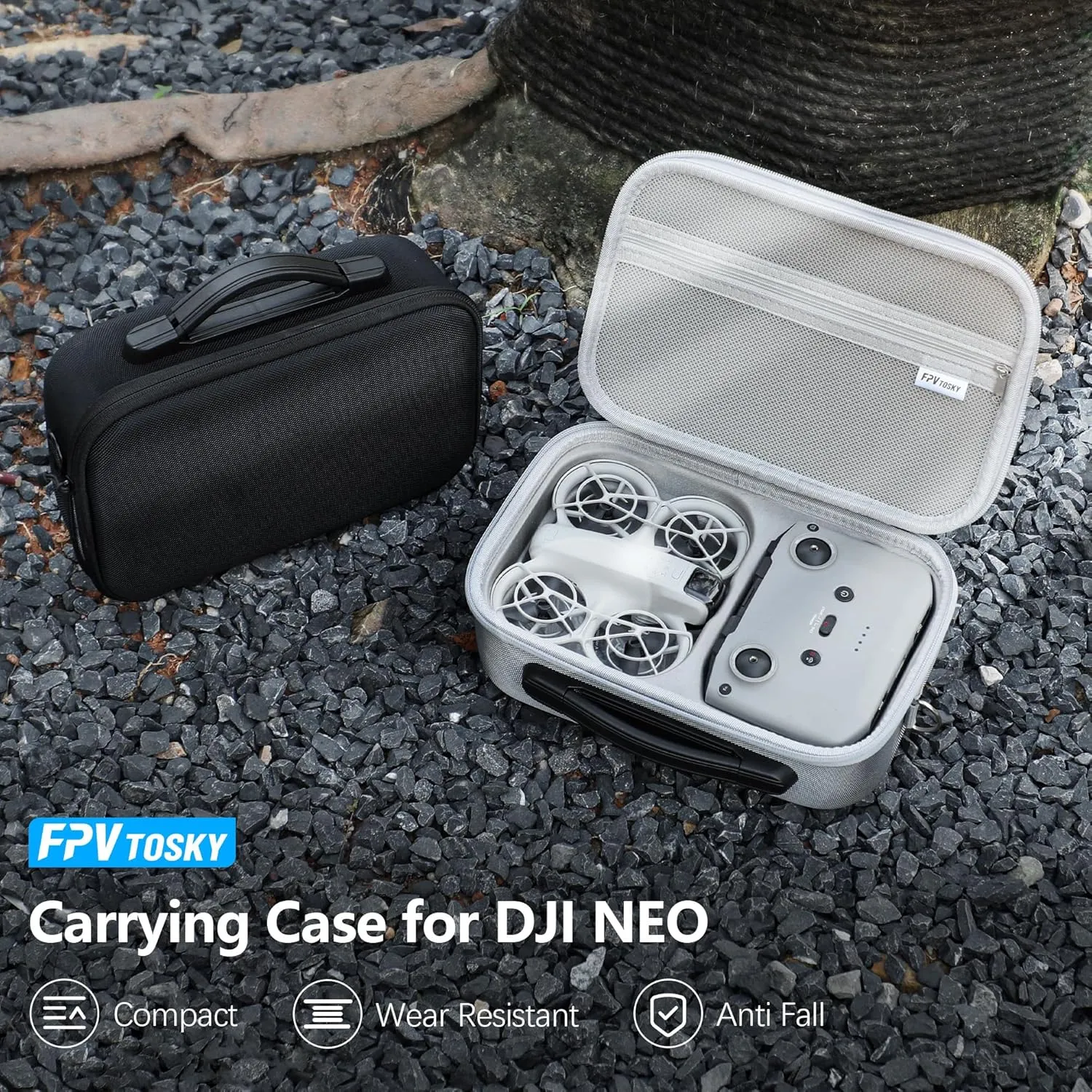 FPVtosky Portable Travel Storage Bag for DJI Neo Drone Accessories (for DJI Neo Fly More Combo, Black)