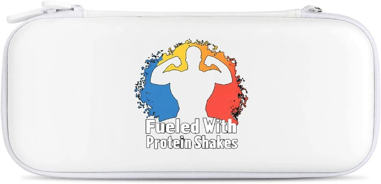 Fueled with Protein Shakes Hard Shell Travel Case with Rope 15 Game Card Pockets Compatible with Switch Protective