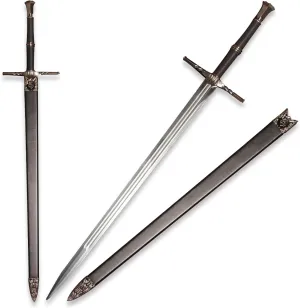 Full Metal Geralt's Silver Steel Sword 125cm/48.8 inches,Stainless Steel,White Wolf Aerondight Silver Sword Handmade Anime Cosplay Prop for Display and Collection