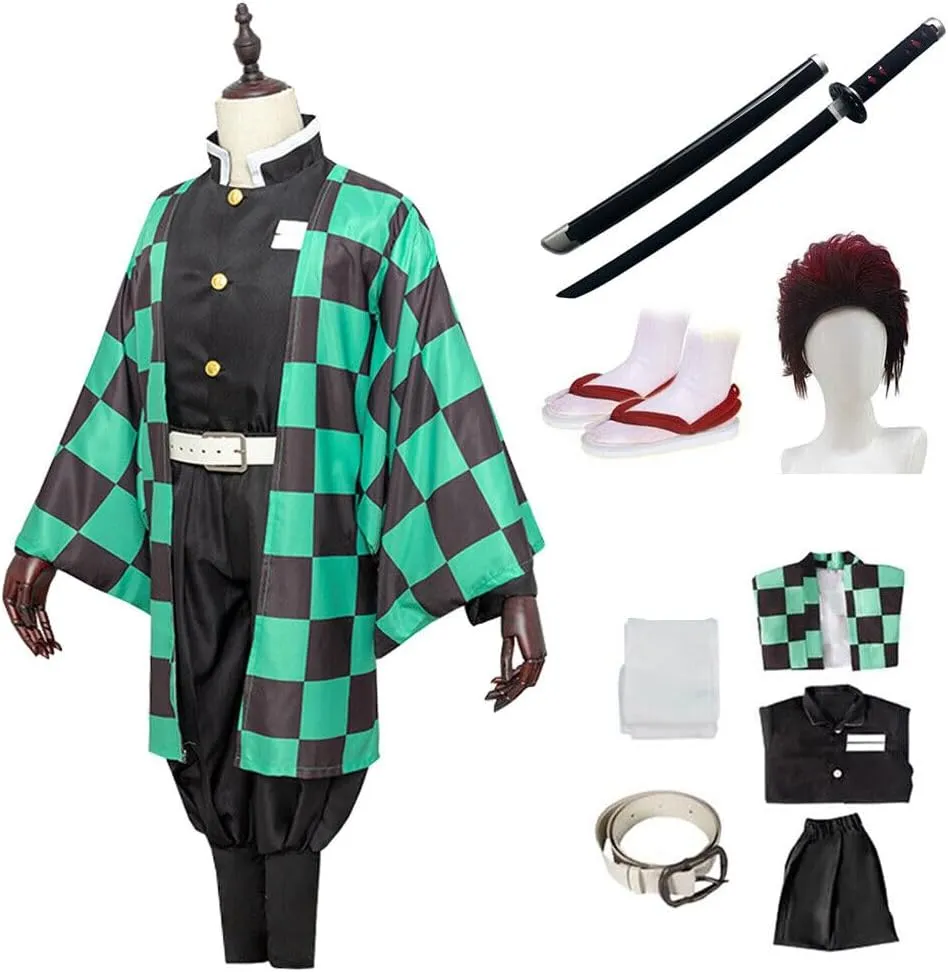 Full Set Halloween Costume Kochou Shinobu Party Role Cosplay Costume Kimono Outfit W/Shoes Wig Sword