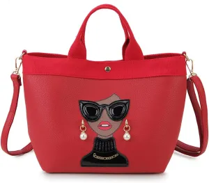 Funky Lady Face Purse for Women Casual Shopping Bag Top Handle Satchel Handbags Pu Leather Shoulder Bag Totes