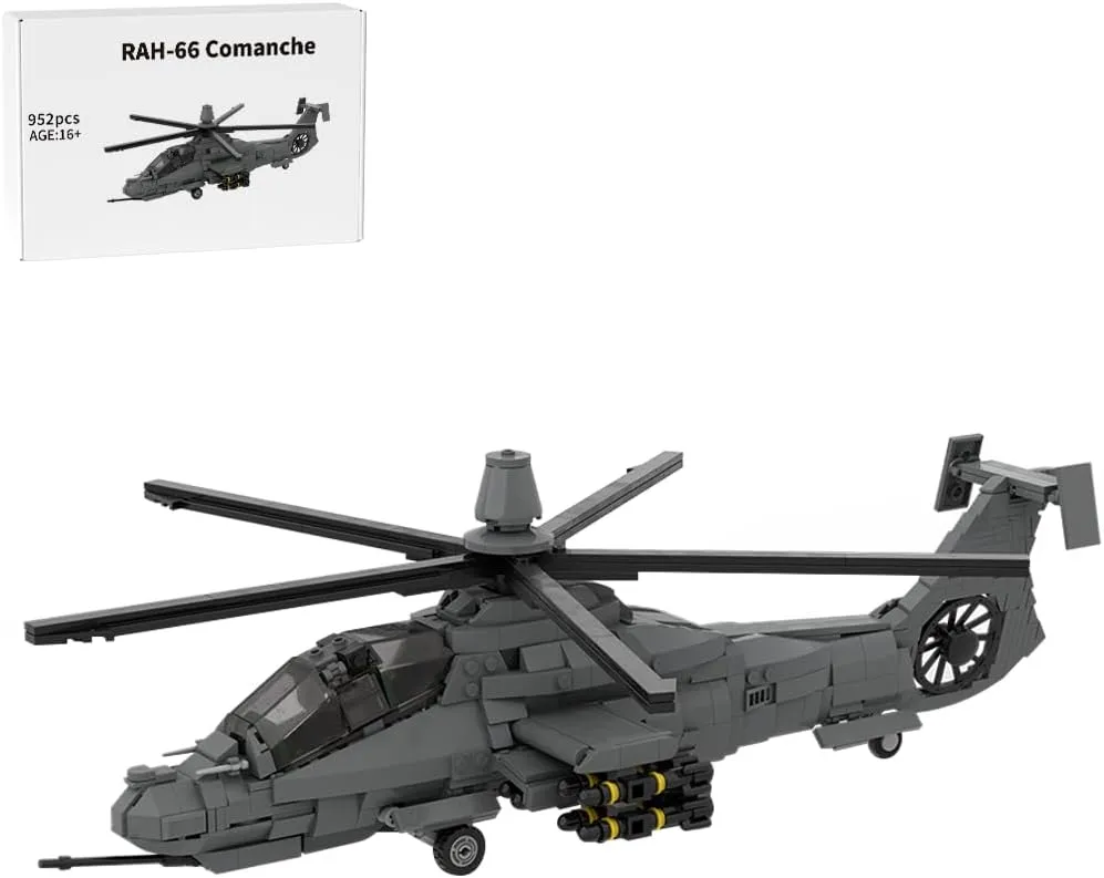 FunXylophy 1/35 Scale RAH-66 Comanche Military Stealth Helicopters Building Blocks, Collectible Military-Themed Model to Build and Display, Great Gift for Military Fans (952PCS)