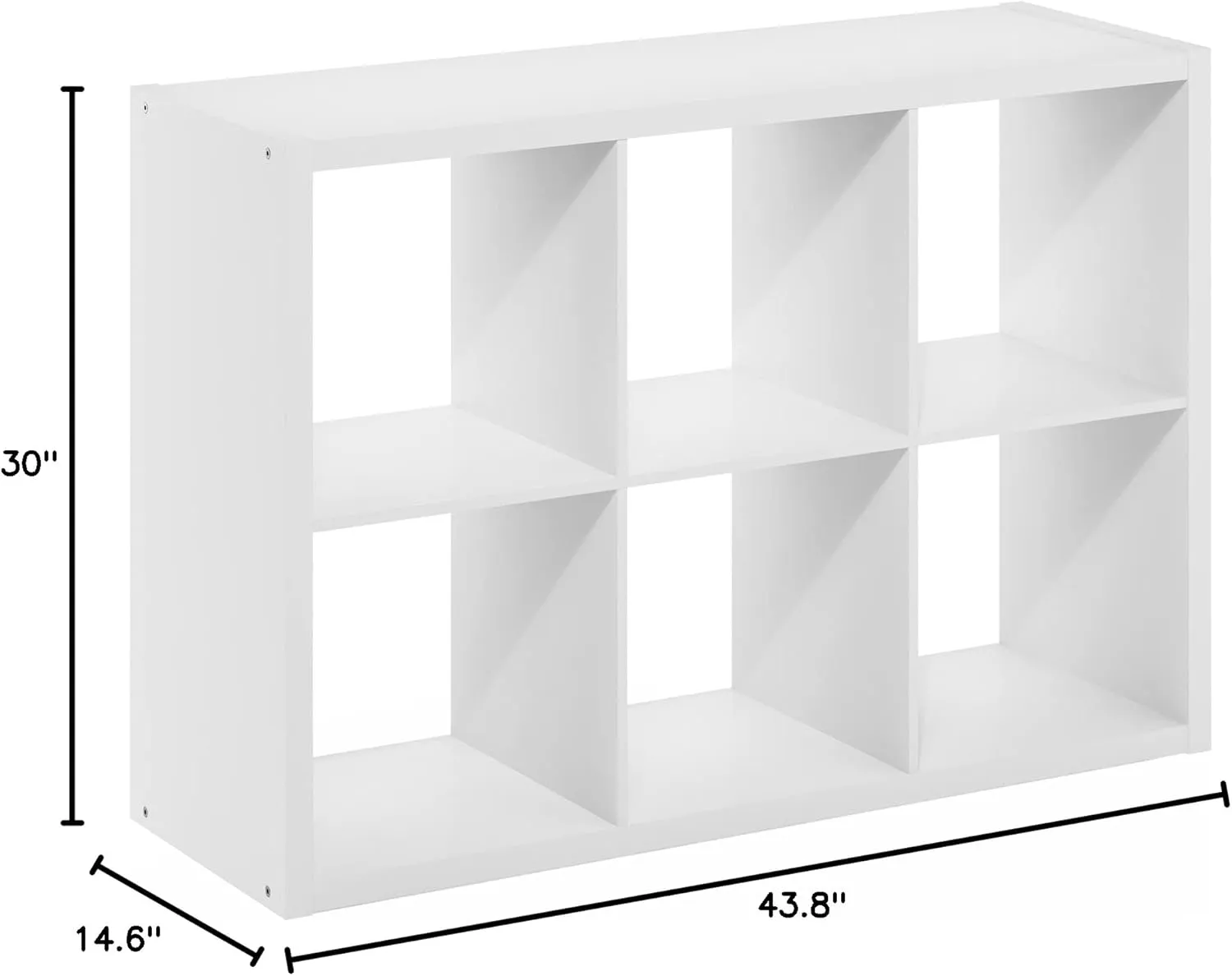 Furinno Cubicle Open Back Decorative Cube Storage Organizer, 6-Cube, White