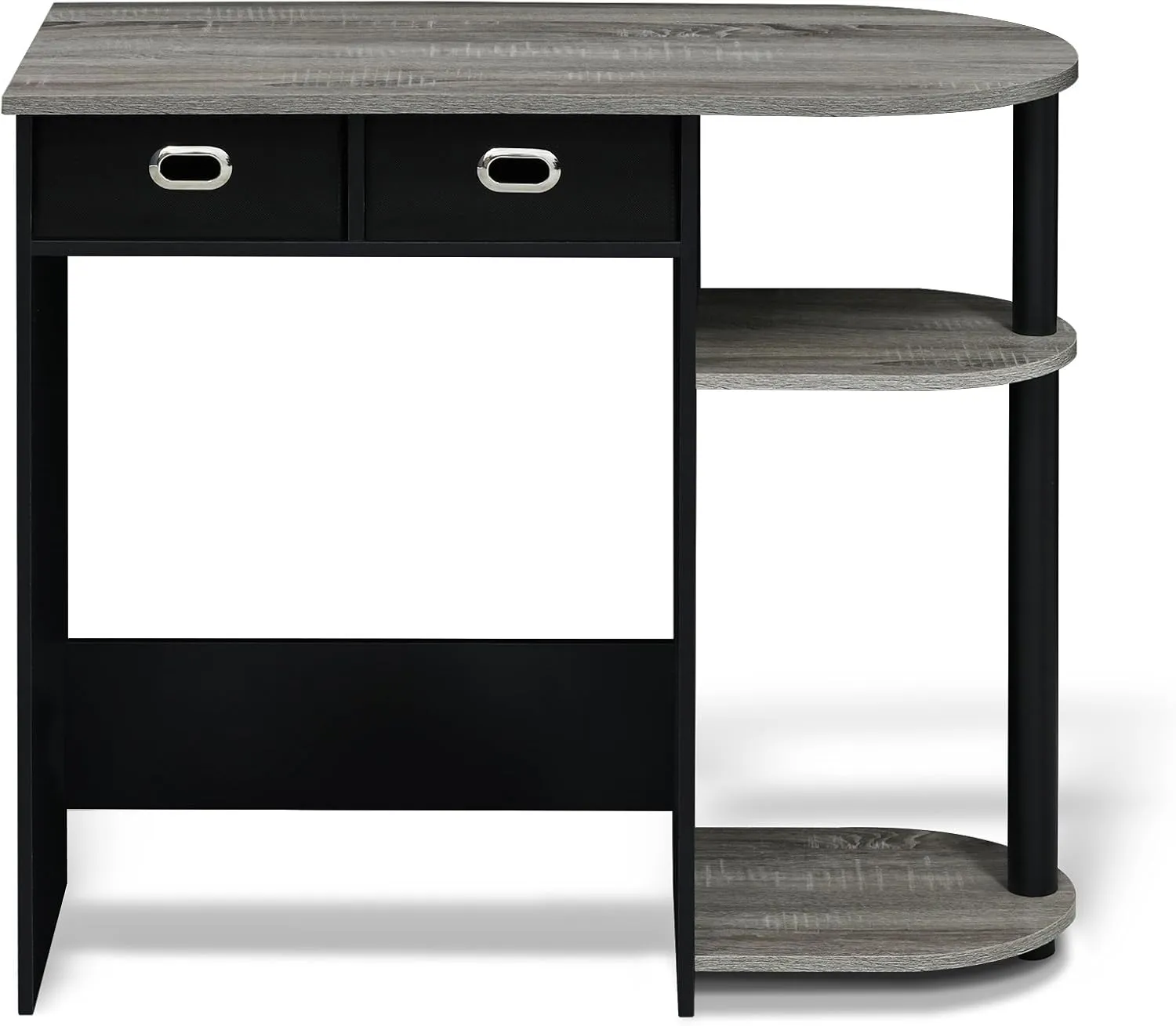 Furinno Go Green Home Laptop Notebook Computer Desk/Table with 2 Drawer Bins, French Oak Grey/Black/Black