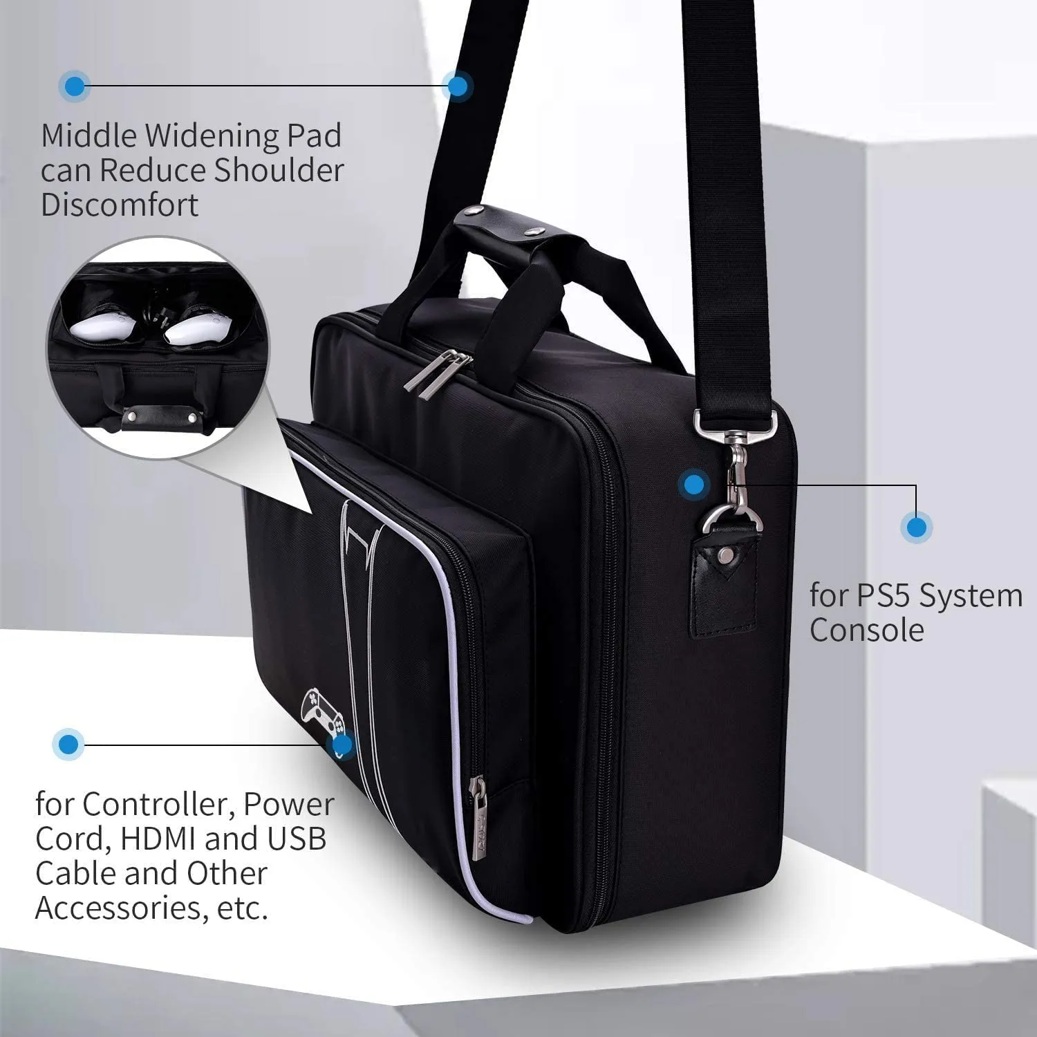 G-STORY Carrying Case,Travel Case Storage Bag Compatible with PS5 Disc and Digital Edition, Controller Skin is Included