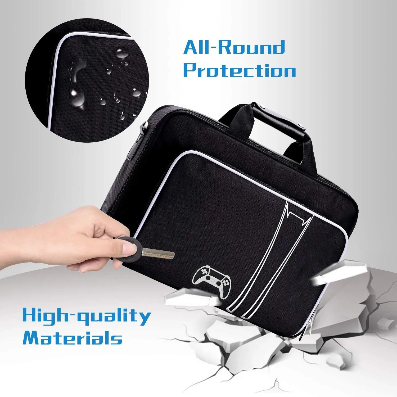 G-STORY Carrying Case,Travel Case Storage Bag Compatible with PS5 Disc and Digital Edition, Controller Skin is Included