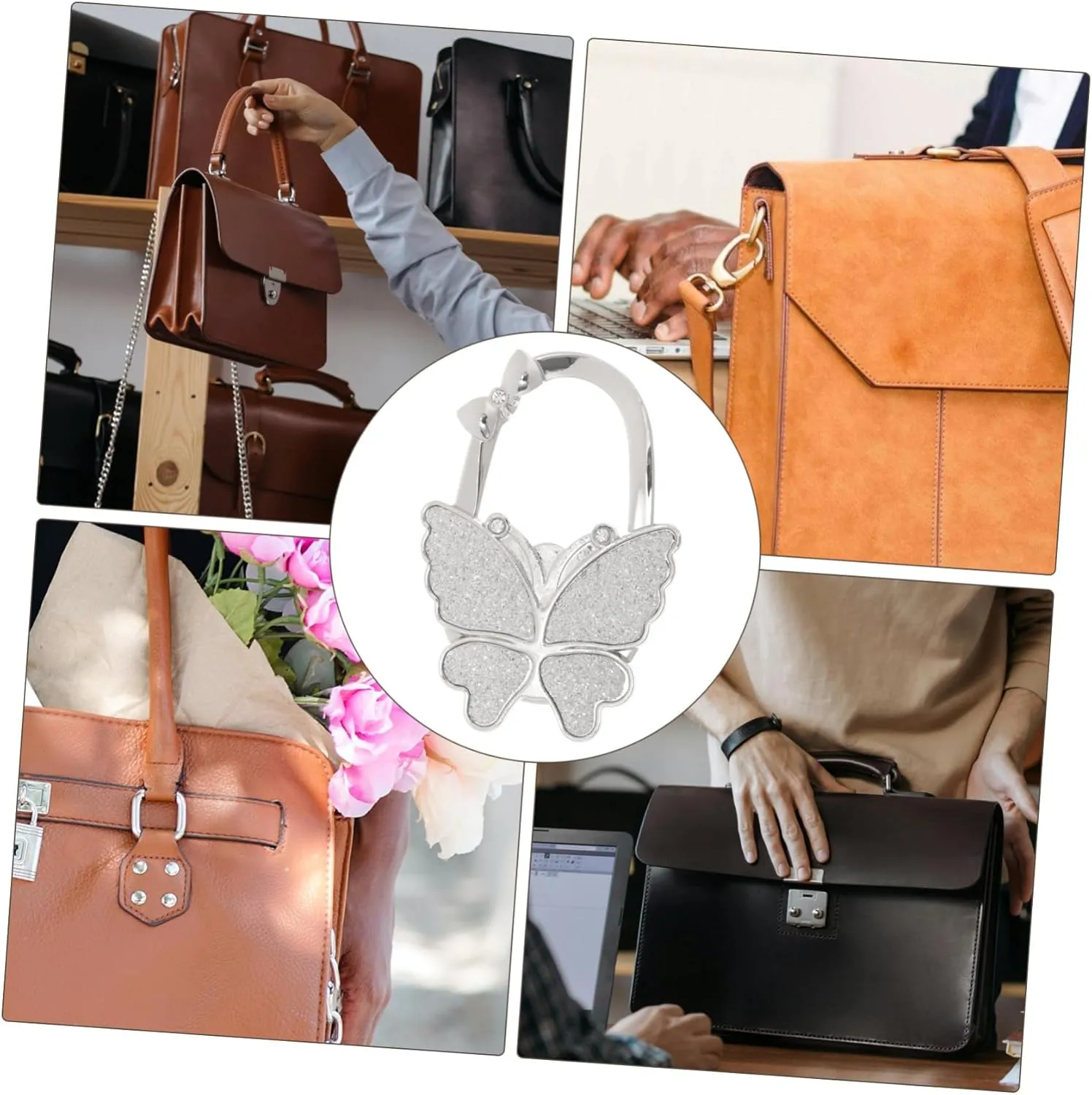 Gadpiparty Decorative Bag Hook Purse Hanger for Desk Stylish Butterfly Office Accessory Foldable