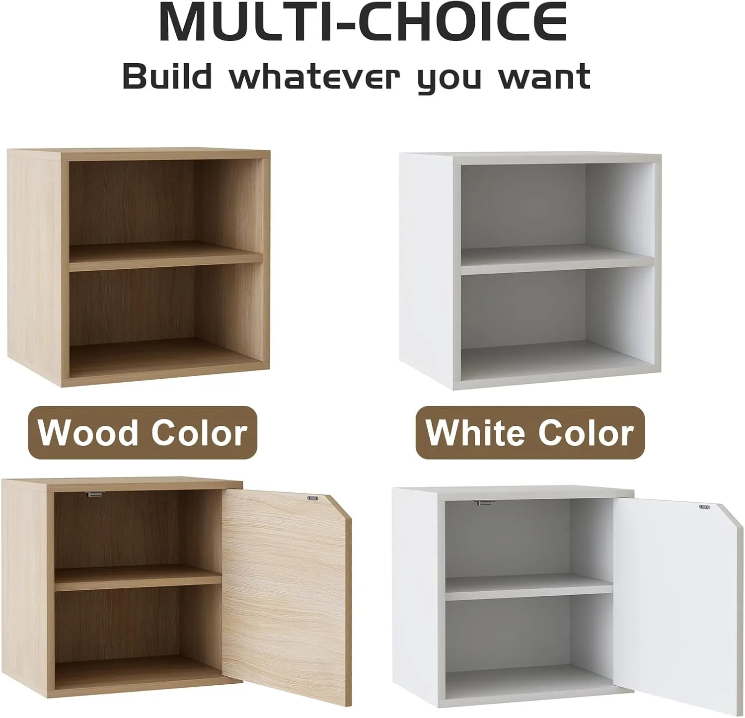 Garden 4 You Cube Organizer Shelf, 2-Tier Stackable Bookshelf, Wooden Display Bookcase with 2 Cube Storage, Small Storage Cabinet for Living Room, Bedroom - White
